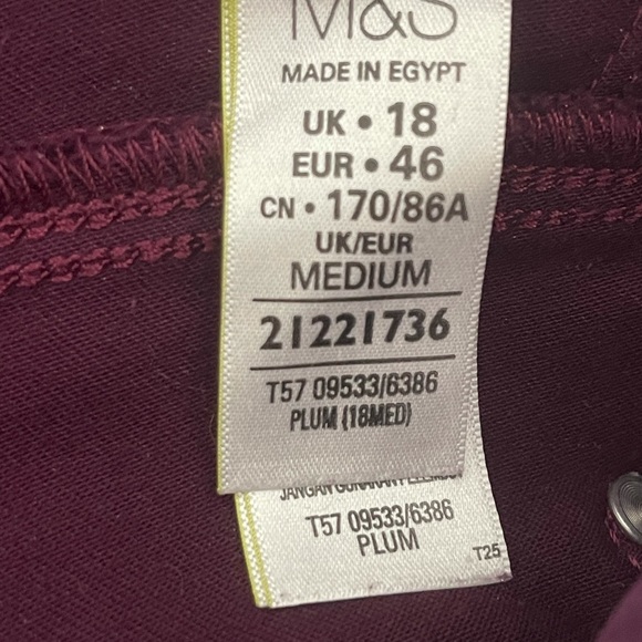 Maroon marks & Spenser skinny plus size pants size 14 - Picture 5 of 8